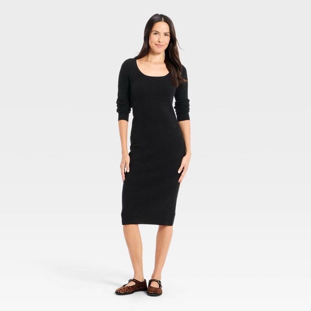 Target Women’s Universal Threads Long Sleeve Midi Textured Sweater Dress Size XS - Picture 3 of 8